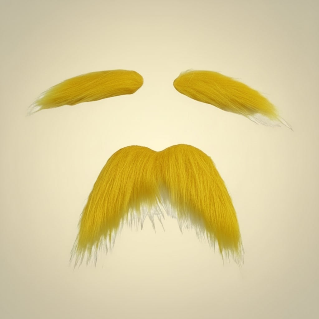 Thermabuild | Kids' Halloween Costume Mustache and Fake Beard with Self Adhesive Eyebrows Set Bushy Yellow