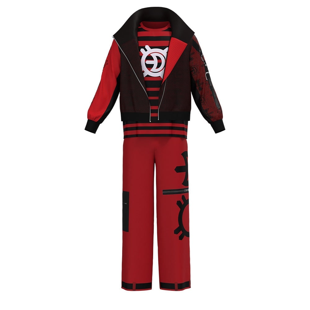Thermabuild | Kids' Halloween Costume Vampire Cosplay Set with High Collar Jacket and Striped Tee