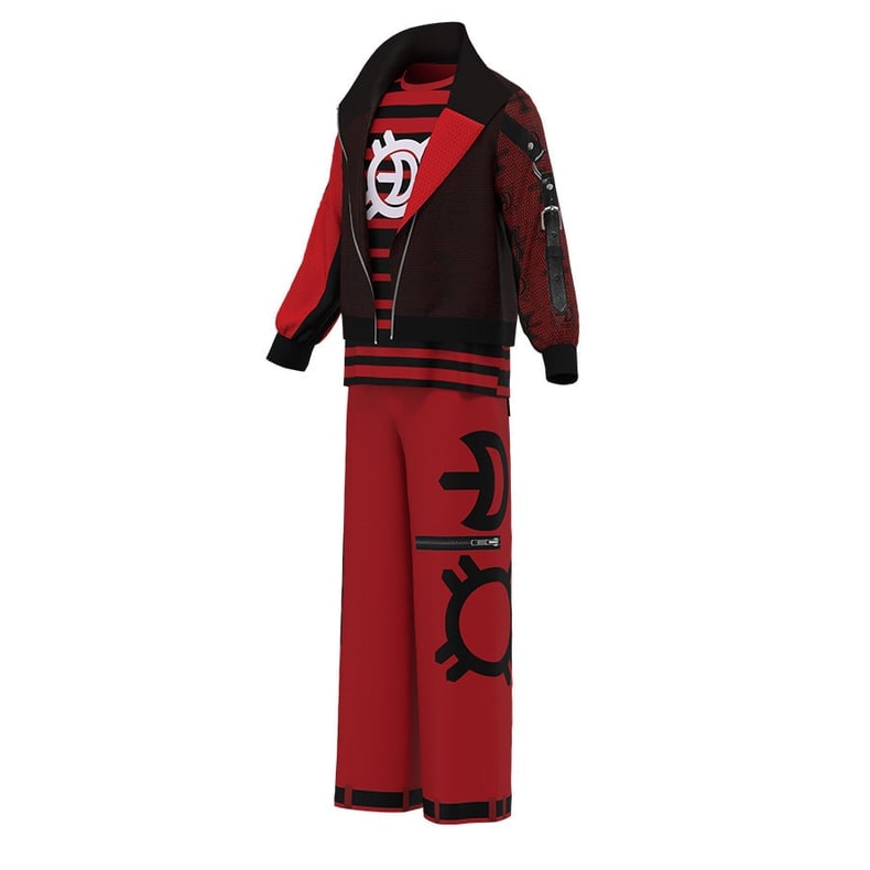 Thermabuild | Kids' Halloween Costume Vampire Cosplay Set with High Collar Jacket and Striped Tee