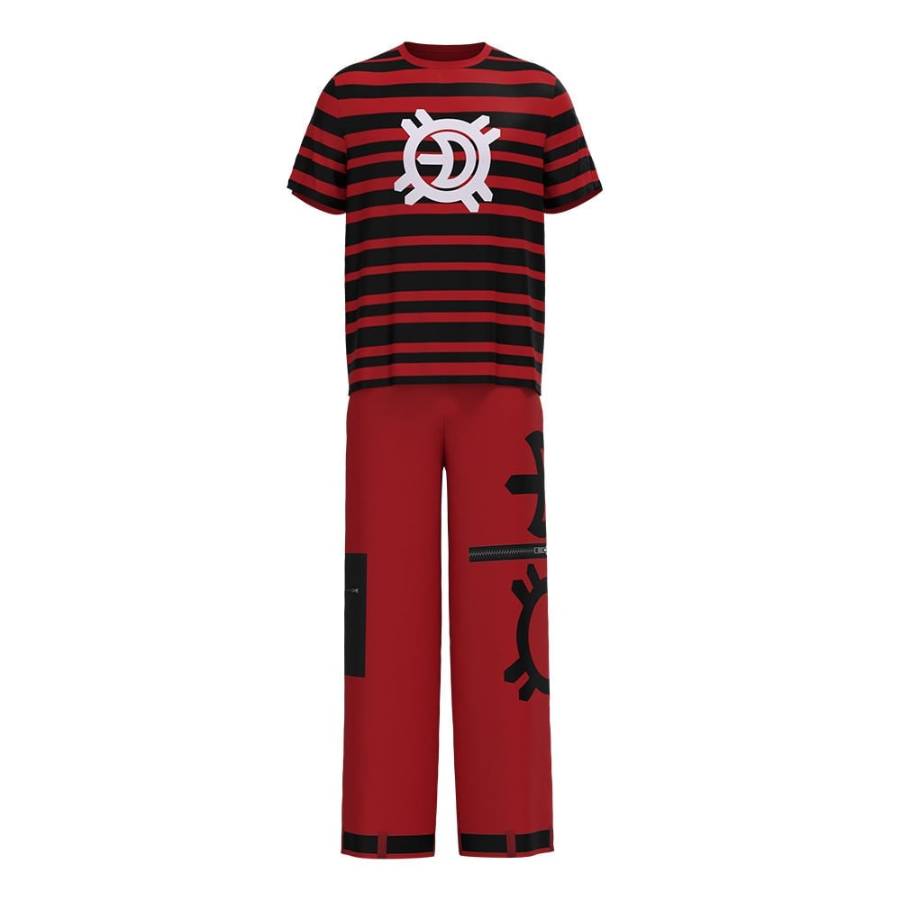 Thermabuild | Kids' Halloween Costume Vampire Cosplay Set with High Collar Jacket and Striped Tee