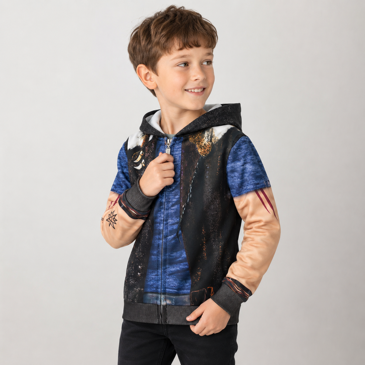 Thermabuild | Kids' Halloween Costume Witch Character and Zip-Up with Printed Design Funny