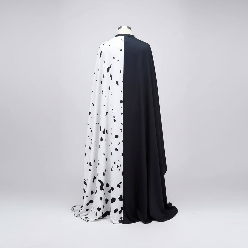 Thermabuild | Kids' Halloween Cruella De Vil Costume with Split Black and White Dress Cape