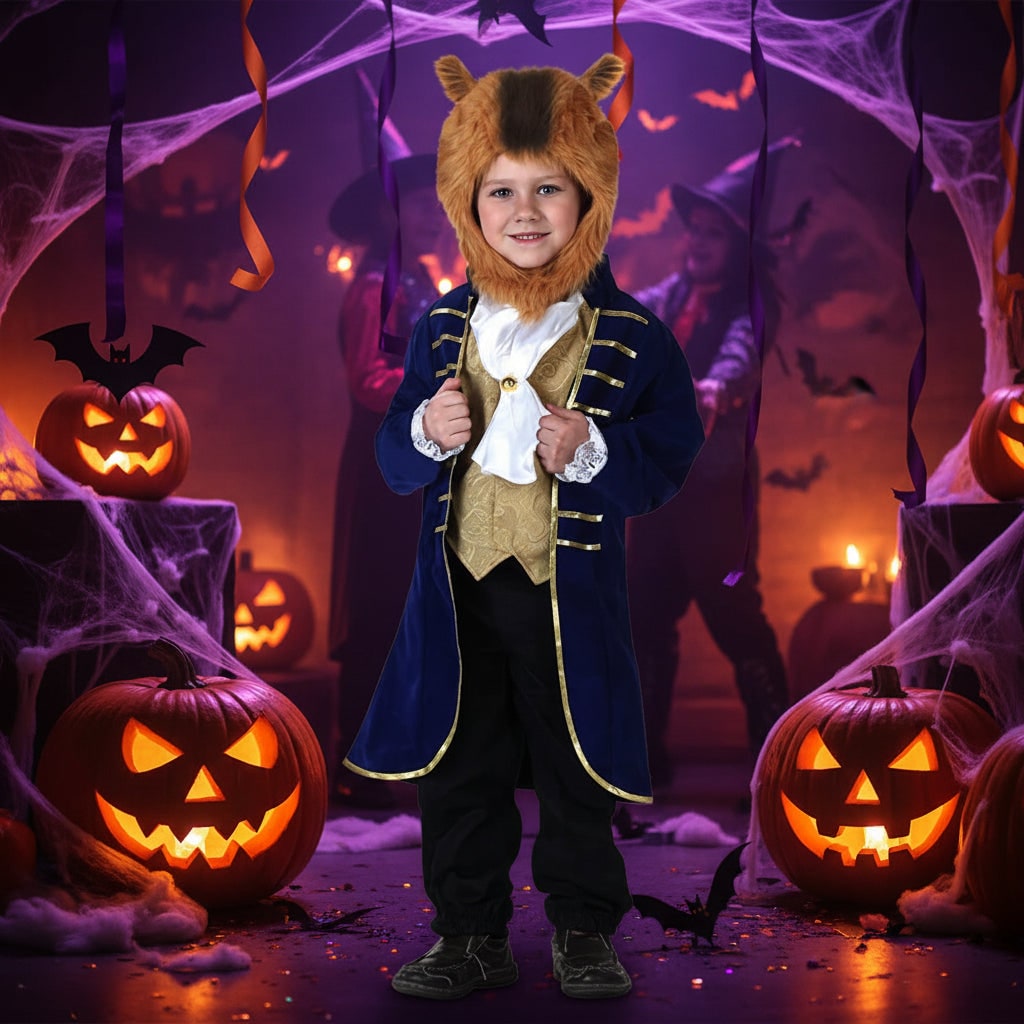 Thermabuild | Kids' Halloween Dinosaur Pirate Vampire Animal Costume with Plush Fleece Hood Mittens and Shoe Covers