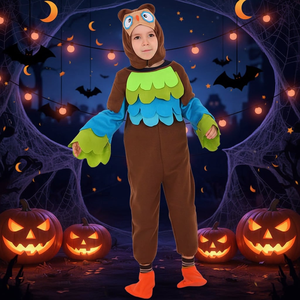 Thermabuild | Kids' Halloween Dinosaur Pirate Vampire Animal Costume with Plush Fleece Hood Mittens and Shoe Covers