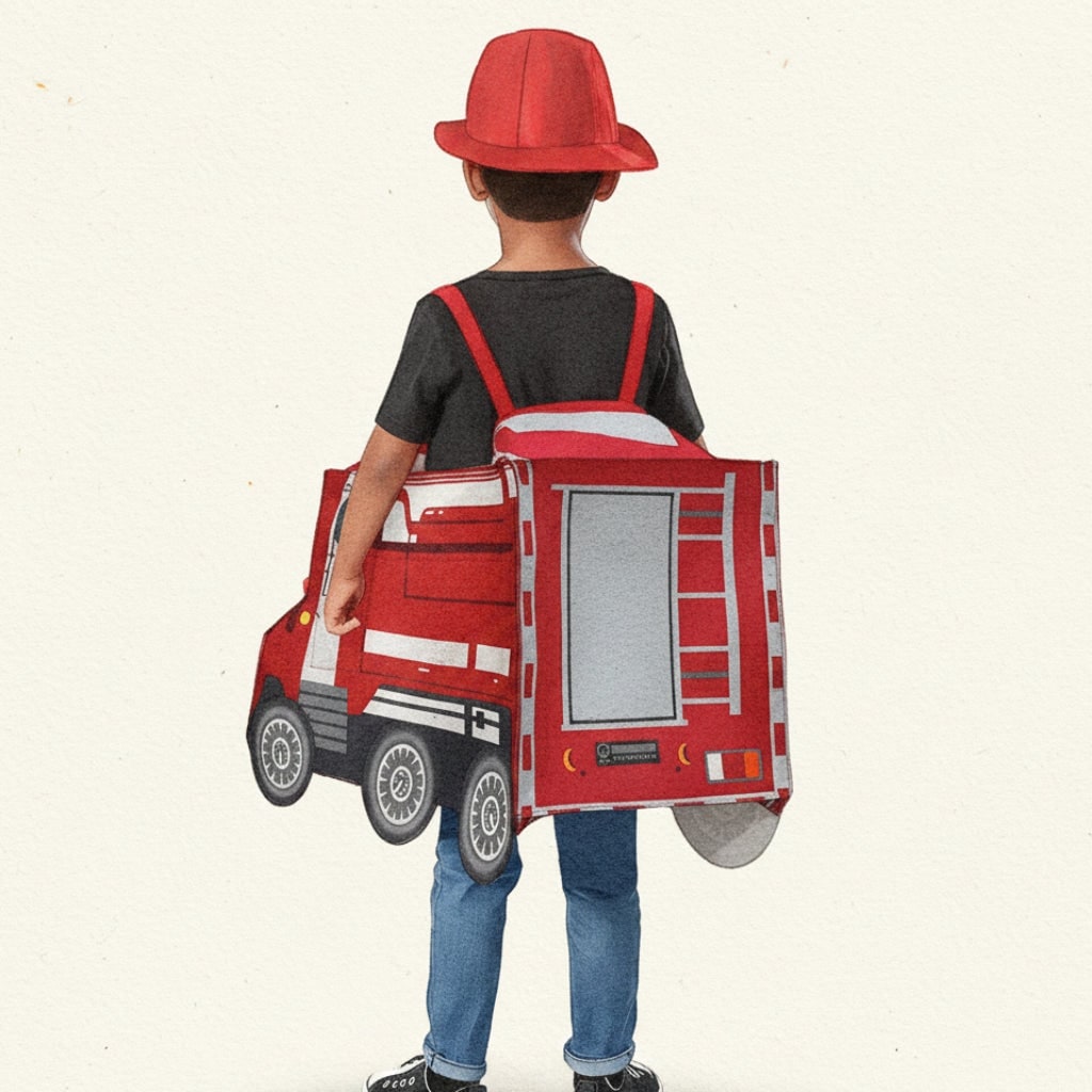 Thermabuild | Kids' Halloween Firefighter Costume with Hat Reflective Stripes and Badge for Dress Up
