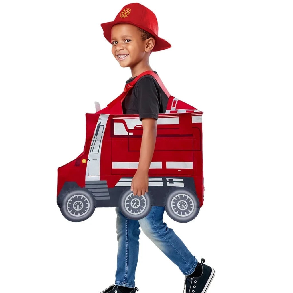 Thermabuild | Kids' Halloween Firefighter Costume with Hat Reflective Stripes and Badge for Dress Up