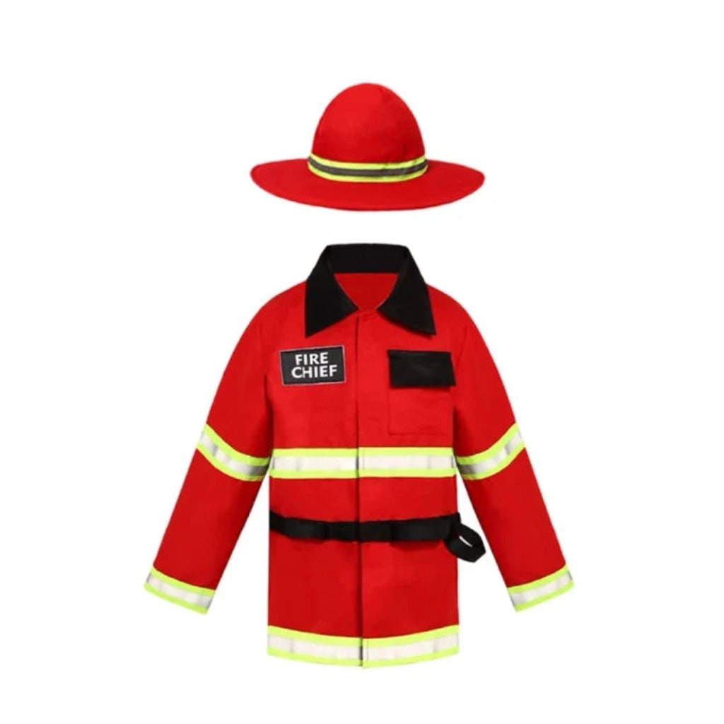 Thermabuild | Kids' Halloween Firefighter Costume with Hat Reflective Stripes and Badge for Dress Up