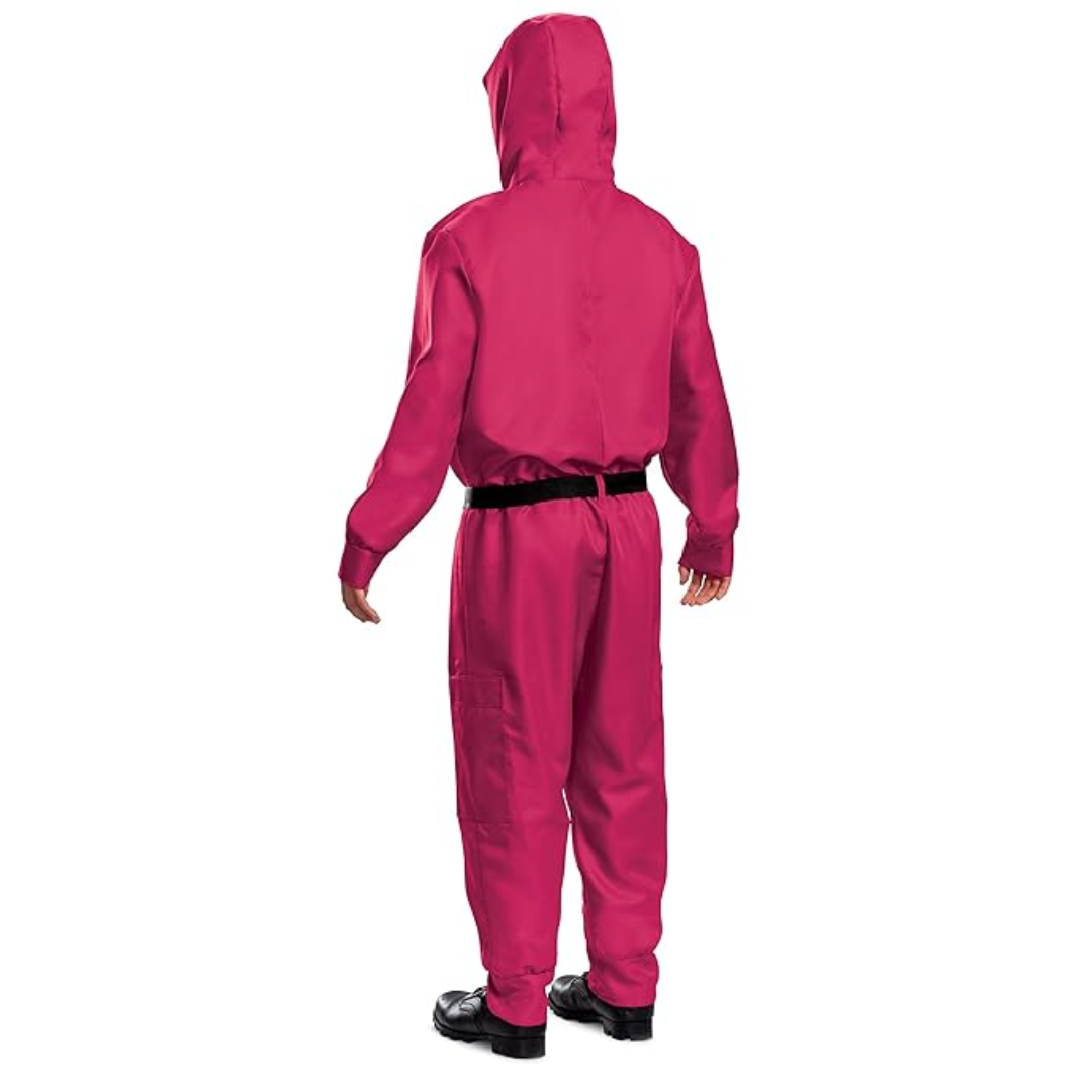 Thermabuild | Kids' Halloween Hooded Jumpsuit Costume with Mask Belt and Cargo Pockets Pink