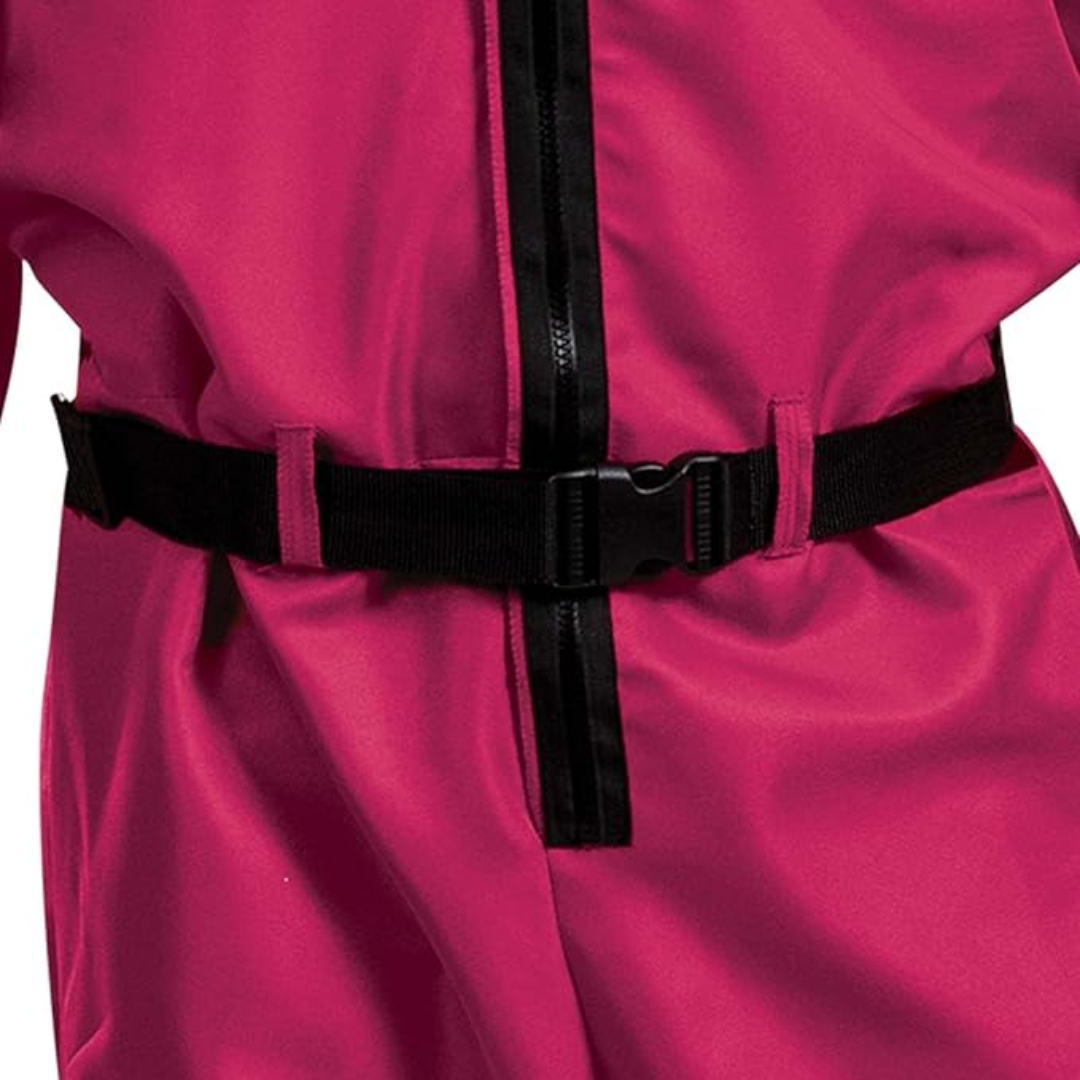 Thermabuild | Kids' Halloween Hooded Jumpsuit Costume with Mask Belt and Cargo Pockets Pink