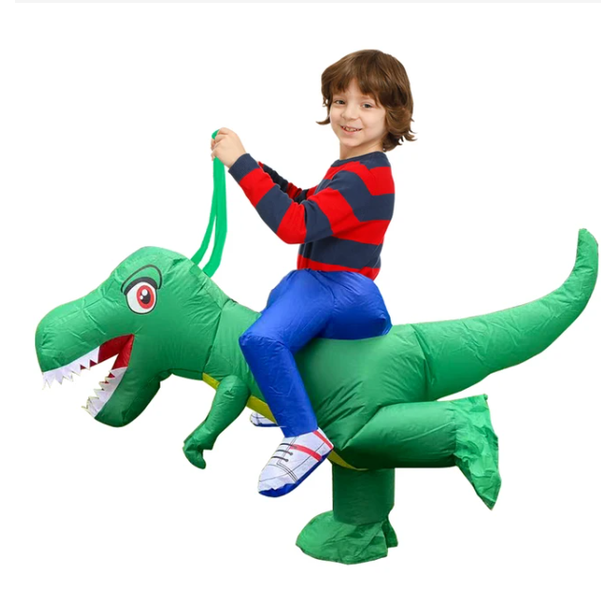 Thermabuild | Kids' Halloween Inflatable Dinosaur Costume Outfit Suit with Built-In Fan and Ride-On Design
