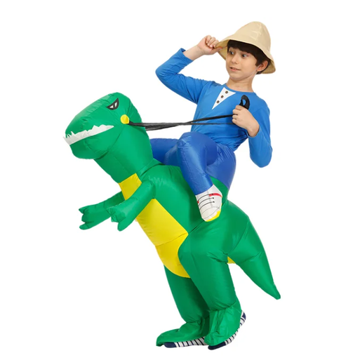 Thermabuild | Kids' Halloween Inflatable Dinosaur Costume Outfit Suit with Built-In Fan and Ride-On Design