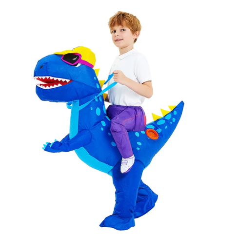 Thermabuild | Kids' Halloween Inflatable Dinosaur Costume Outfit Suit with Built-In Fan and Ride-On Design