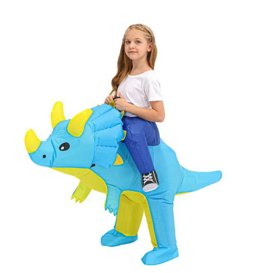 Thermabuild | Kids' Halloween Inflatable Dinosaur Costume Outfit Suit with Built-In Fan and Ride-On Design