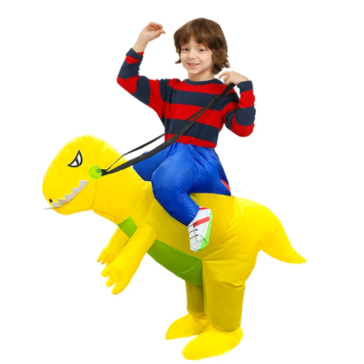 Thermabuild | Kids' Halloween Inflatable Dinosaur Costume Outfit Suit with Built-In Fan and Ride-On Design