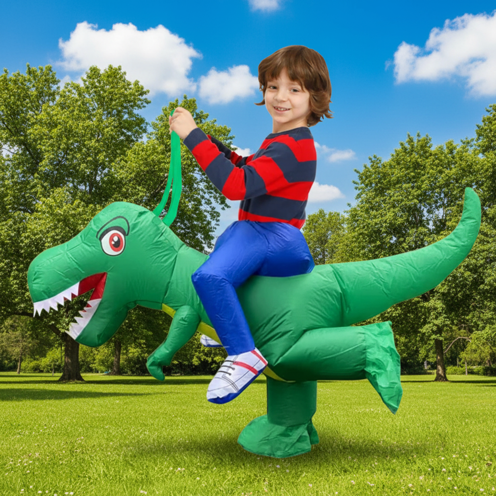 Thermabuild | Kids' Halloween Inflatable Dinosaur Costume Suit with Step-In Design and Battery Fan for Party