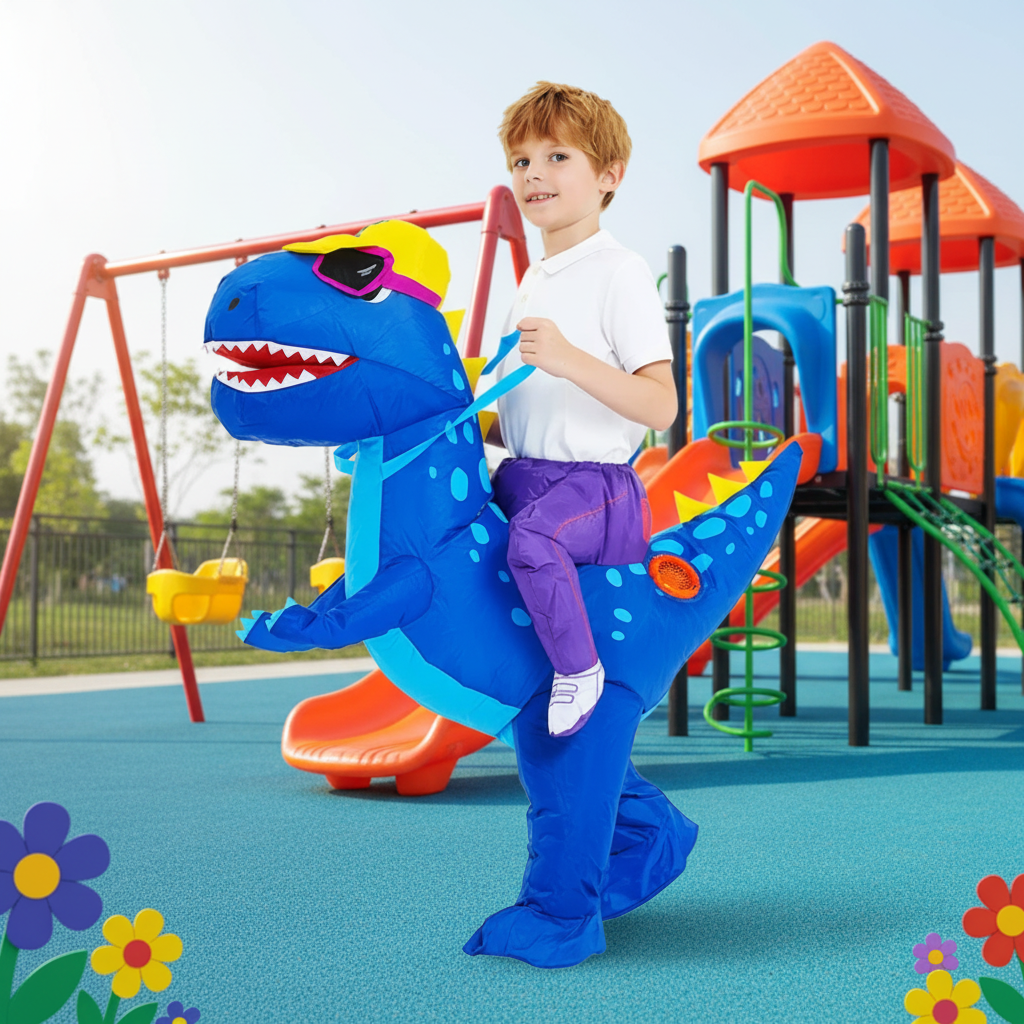Thermabuild | Kids' Halloween Inflatable Dinosaur Costume Suit with Step-In Design and Battery Fan for Party