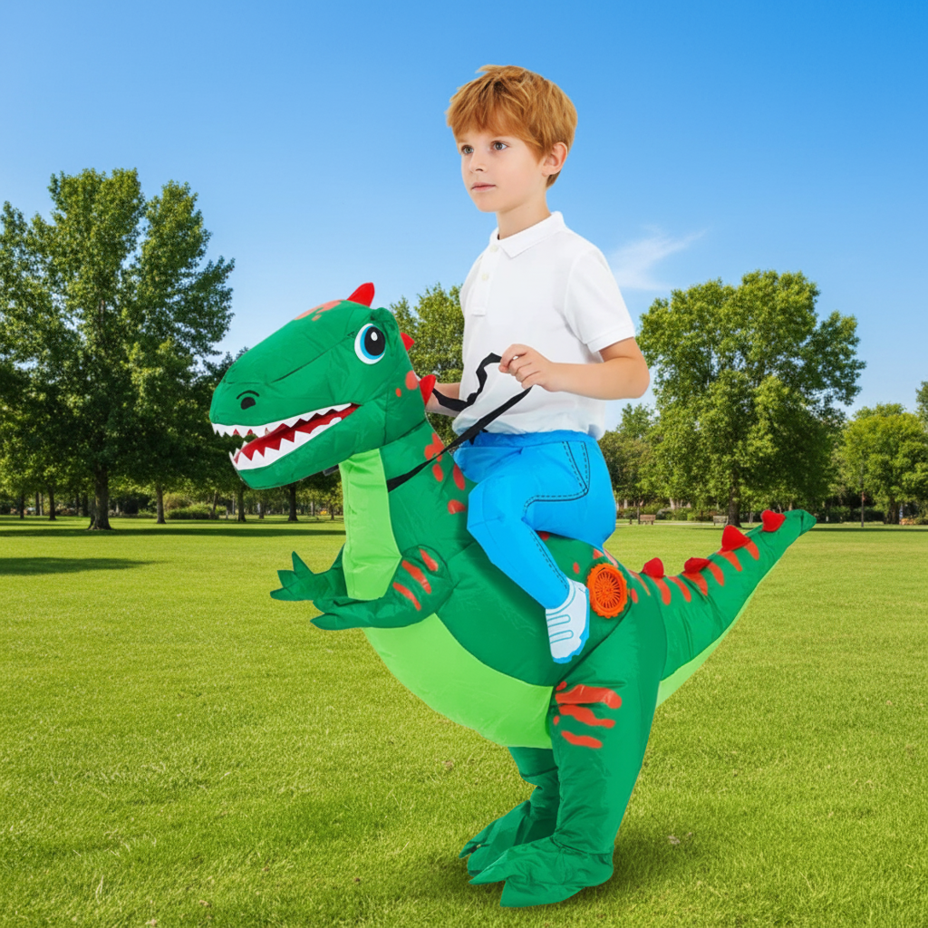 Thermabuild | Kids' Halloween Inflatable Dinosaur Costume Suit with Step-In Design and Battery Fan for Party