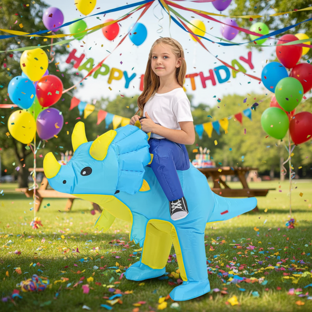 Thermabuild | Kids' Halloween Inflatable Dinosaur Costume Suit with Step-In Design and Battery Fan for Party