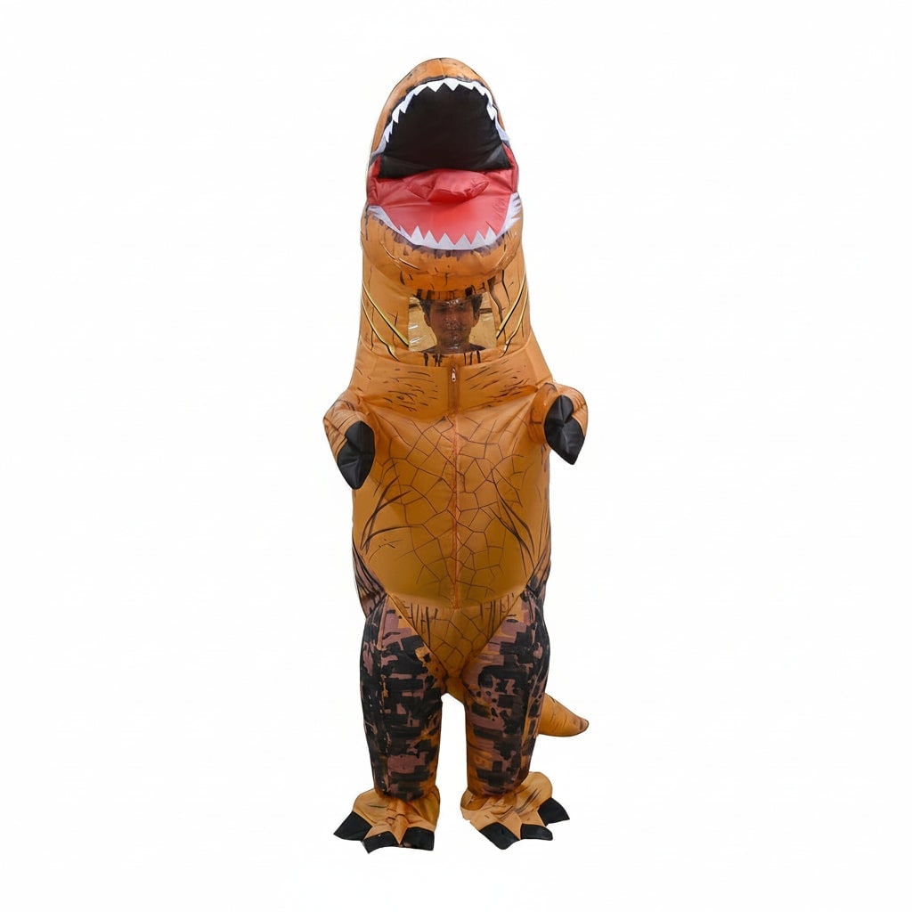 Thermabuild | Kids' Halloween Inflatable Dinosaur Costume T-Rex Outfit with Built-In Fan and Crackle Print