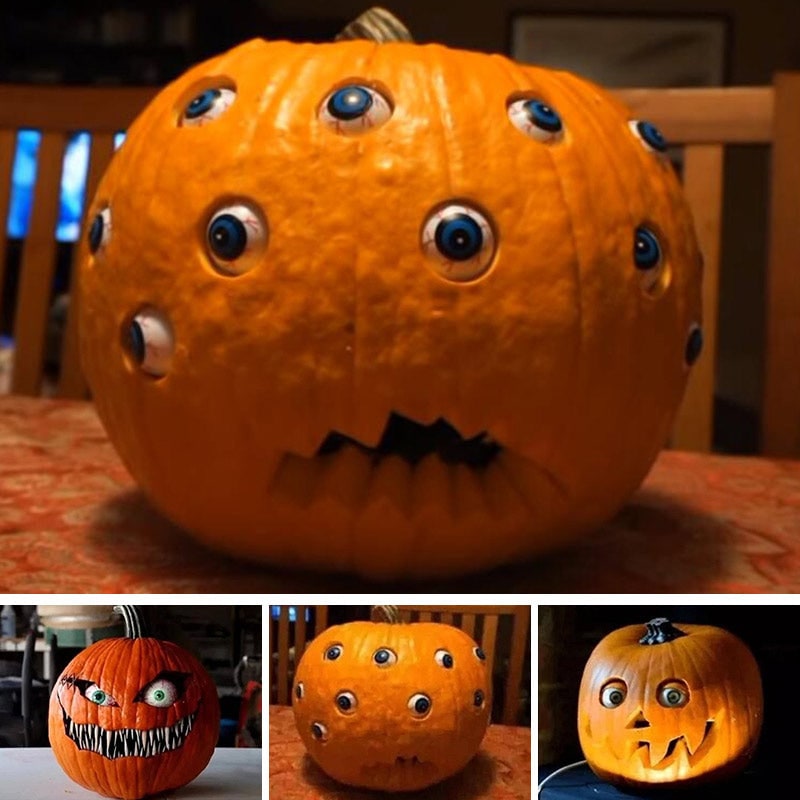 Thermabuild | Kids' Halloween Jack O Lantern Pumpkin Decor with Animatronic Moving Eyes for Scary Party Prop
