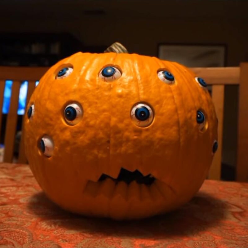 Thermabuild | Kids' Halloween Jack O Lantern Pumpkin Decor with Animatronic Moving Eyes for Scary Party Prop