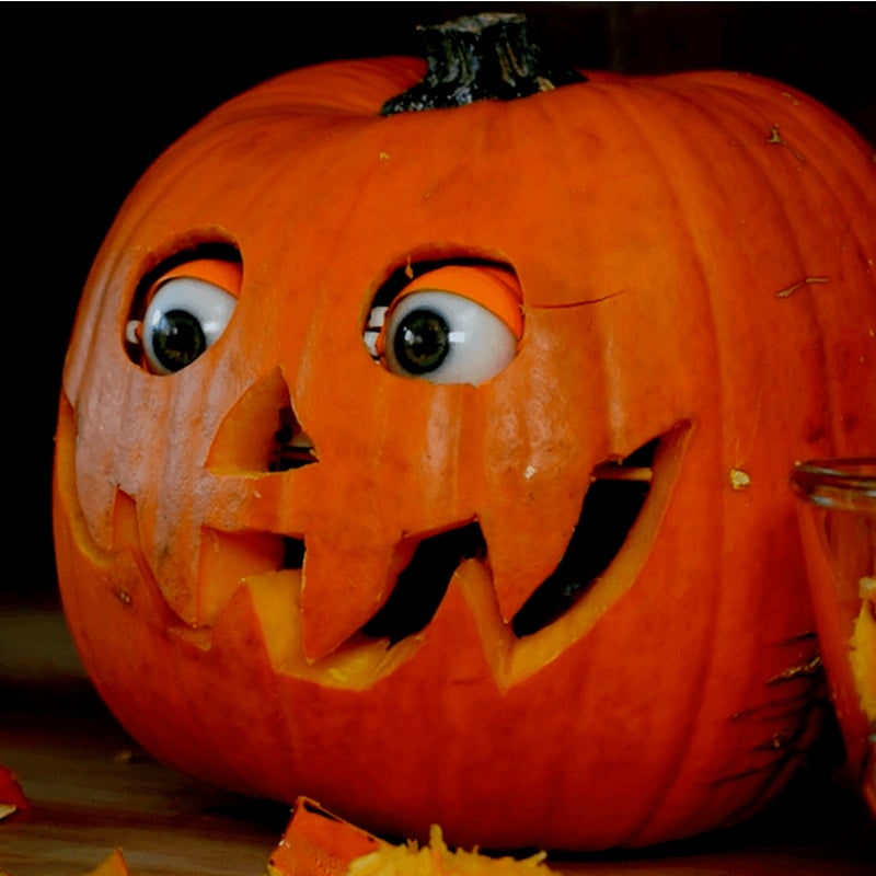 Thermabuild | Kids' Halloween Jack O Lantern Pumpkin Decor with Animatronic Moving Eyes for Scary Party Prop