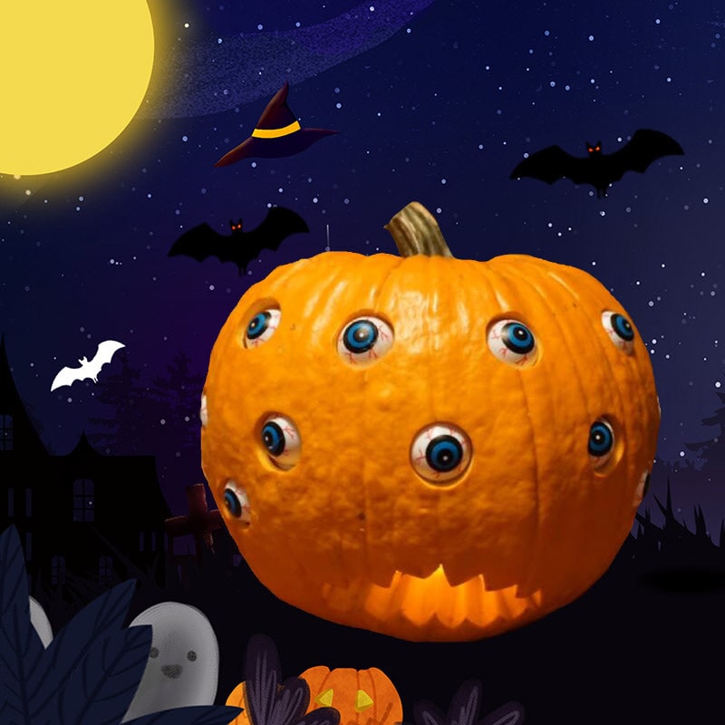Thermabuild | Kids' Halloween Jack O Lantern Pumpkin Decor with Animatronic Moving Eyes for Scary Party Prop