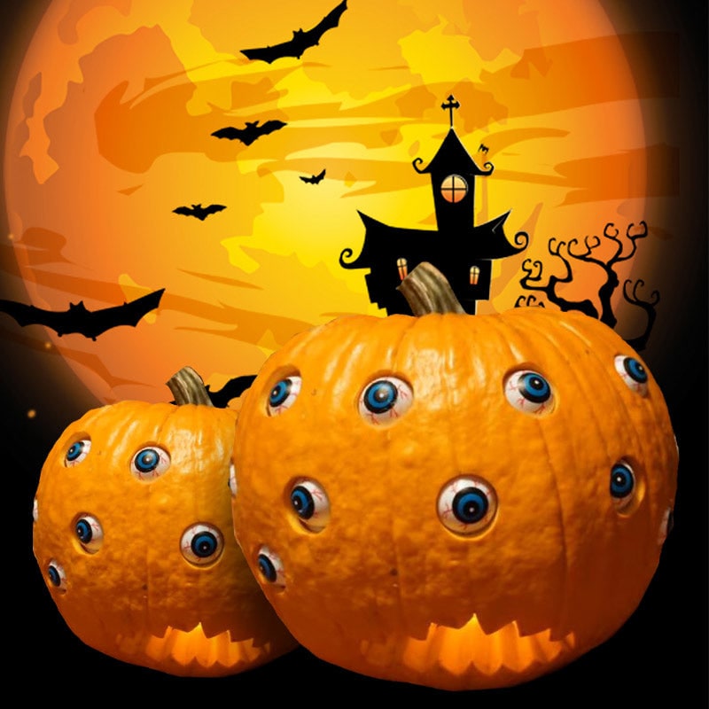 Thermabuild | Kids' Halloween Jack O Lantern Pumpkin Decor with Animatronic Moving Eyes for Scary Party Prop