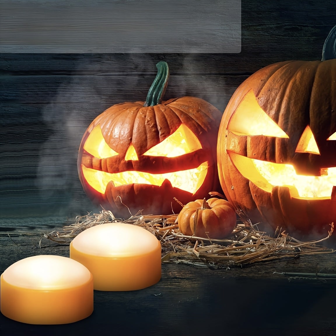 Thermabuild | Kids' Halloween Jack O Lantern Pumpkin LED Tea Light Candles with Remote Control Battery Operated