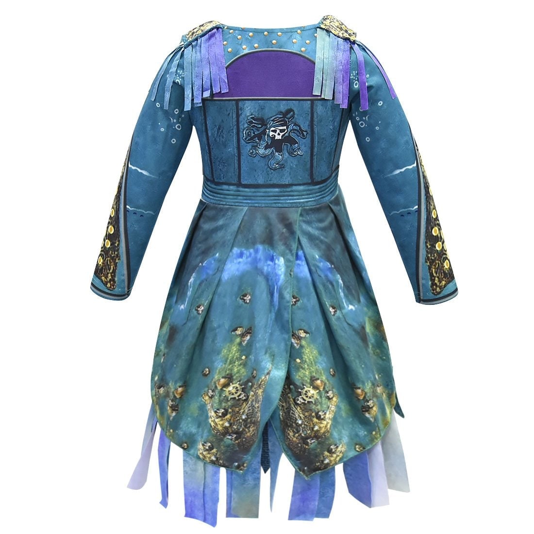 Thermabuild | Kids' Halloween Pirate Costume Dress Outfit with and for Skull Graphic and Tattered Hem