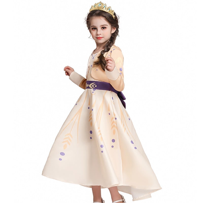 Thermabuild | Kids' Halloween Princess Costume Dress with Long Sleeves and Purple Sash Bow