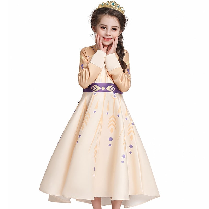 Thermabuild | Kids' Halloween Princess Costume Dress with Long Sleeves and Purple Sash Bow