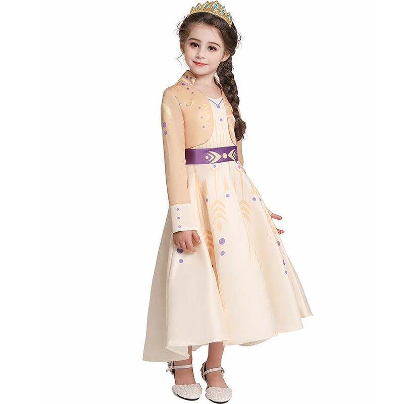Thermabuild | Kids' Halloween Princess Costume Dress with Long Sleeves and Purple Sash Bow