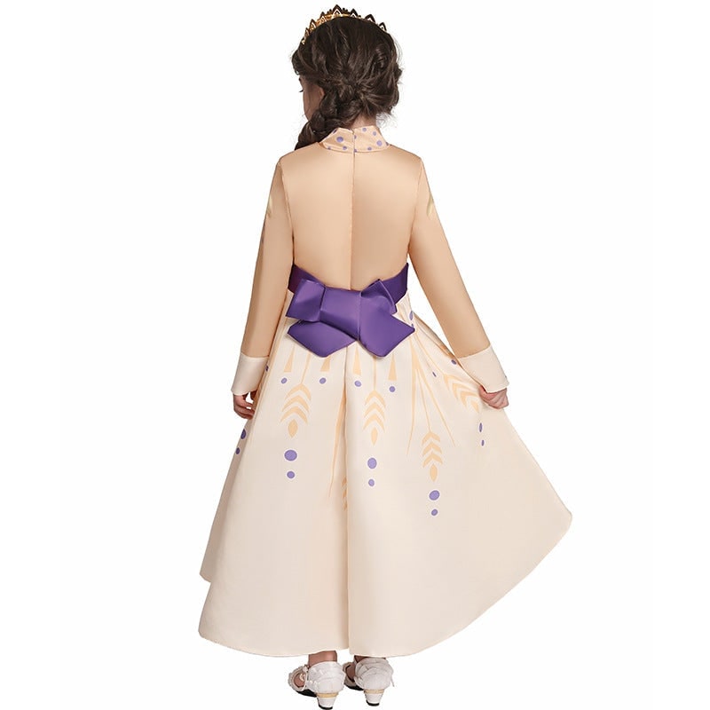 Thermabuild | Kids' Halloween Princess Costume Dress with Long Sleeves and Purple Sash Bow
