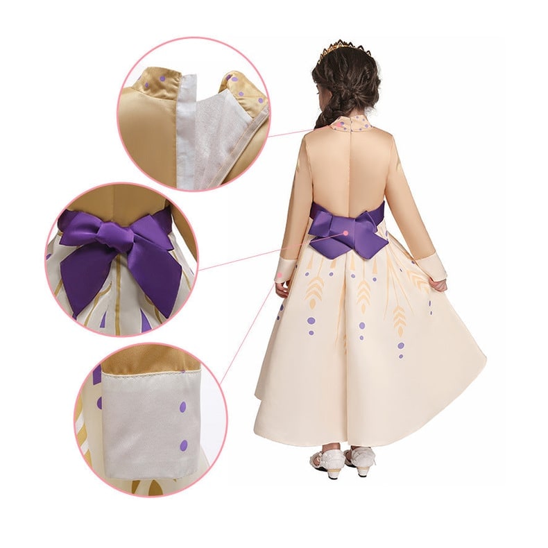 Thermabuild | Kids' Halloween Princess Costume Dress with Long Sleeves and Purple Sash Bow
