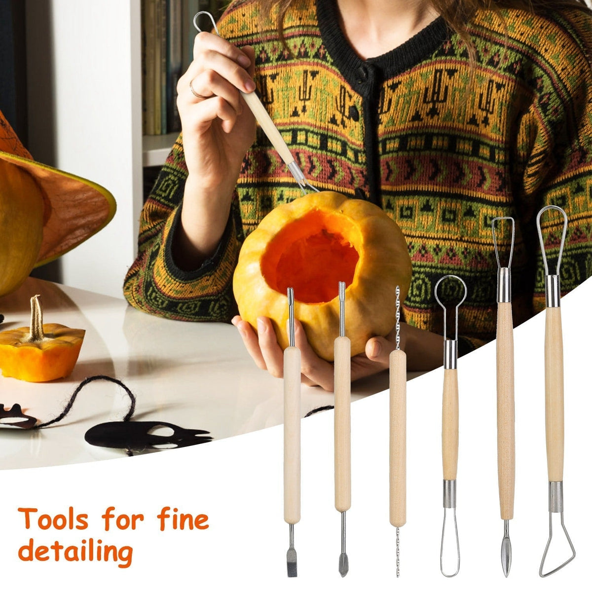 Thermabuild | Kids' Halloween Pumpkin Carving Kit and Tools with Stainless Steel Saws and Sculpting for Supplies