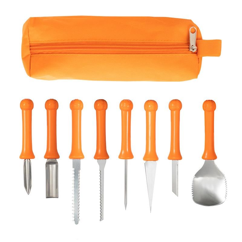 Thermabuild | Kids' Halloween Pumpkin Carving Kit with Tools and Supplies 8-Piece Stainless Steel Set