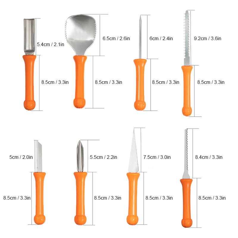 Thermabuild | Kids' Halloween Pumpkin Carving Kit with Tools and Supplies 8-Piece Stainless Steel Set
