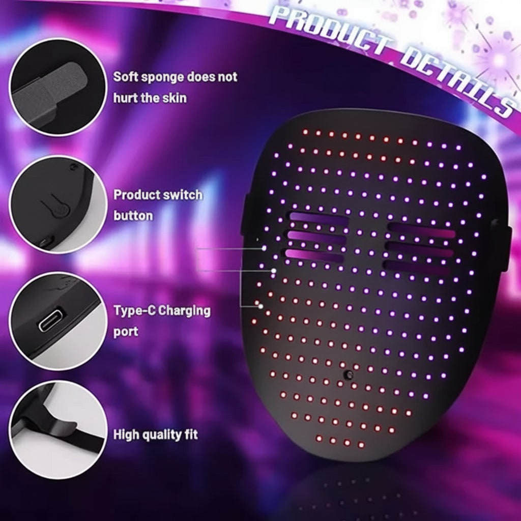 Thermabuild | Kids' Halloween Red Light LED Mask with Therapy and Gesture Control for Party Costume and at Home Use