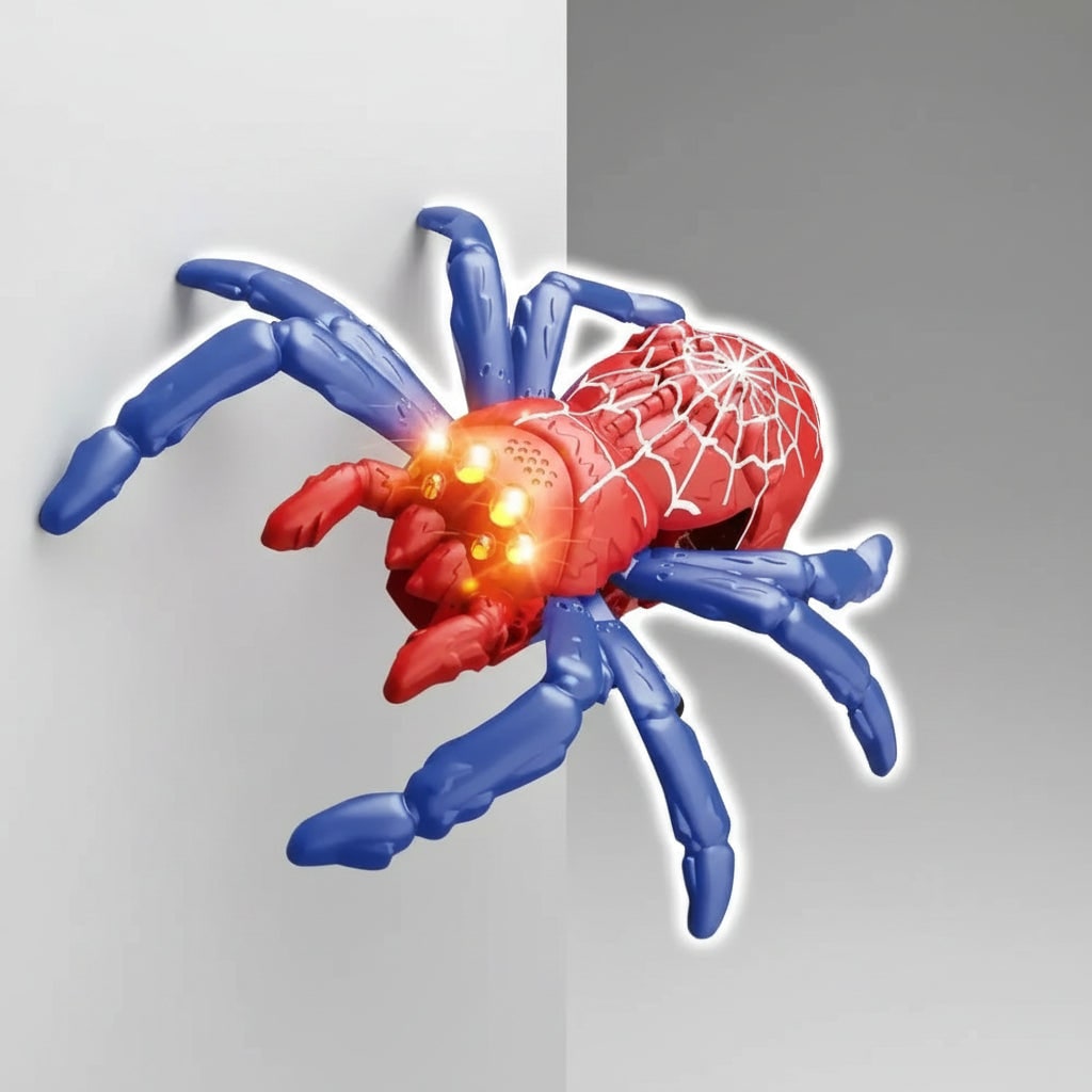 Thermabuild | Kids' Halloween Remote Control Spider Wall Climbing Toy with LED Eyes and Suction Design