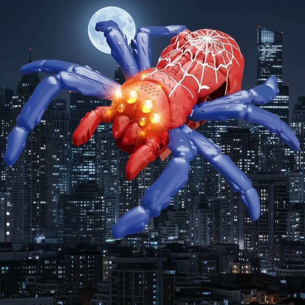 Thermabuild | Kids' Halloween Remote Control Spider Wall Climbing Toy with LED Eyes and Suction Design