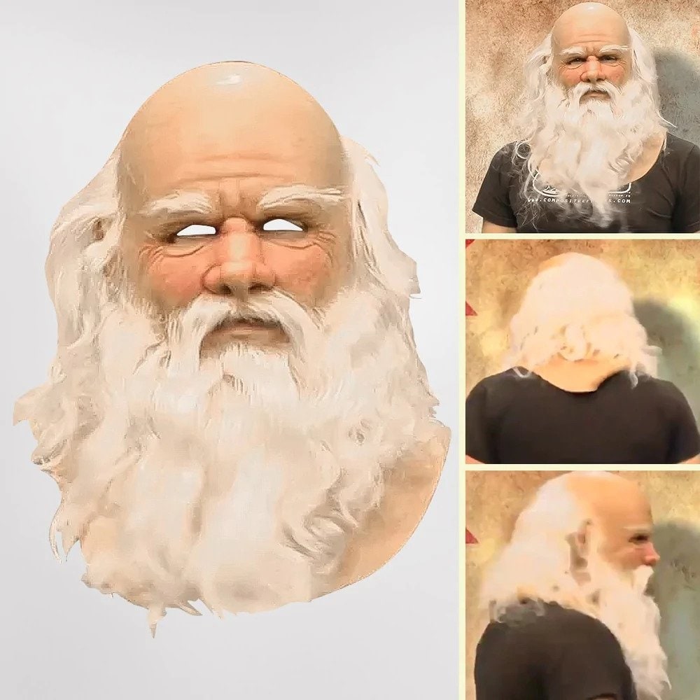 Thermabuild | Kids' Halloween Santa Claus Costume Mask with Realistic Beard and Hair for Creepy Holiday Party