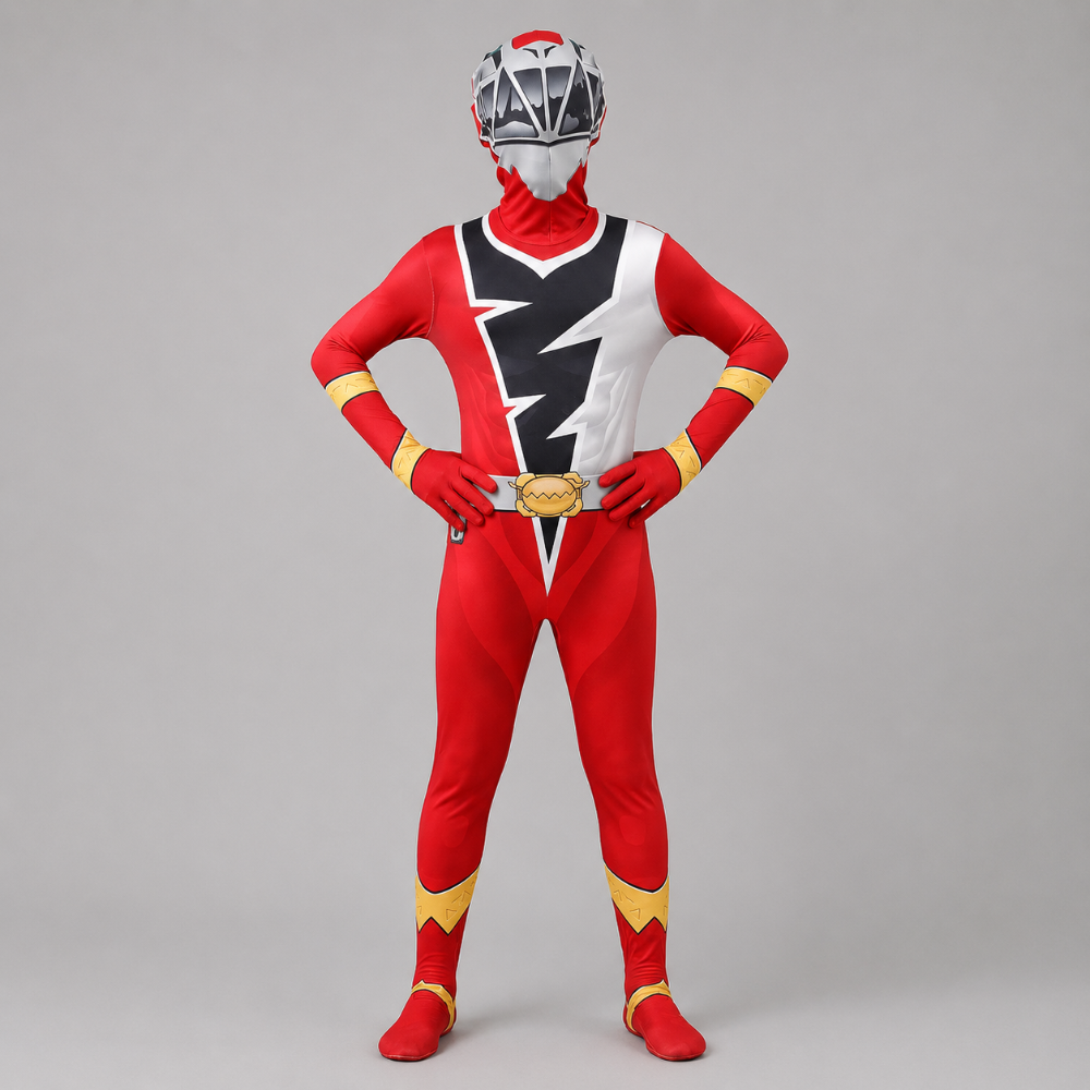 Thermabuild | Kids' Halloween Superhero Costume Jumpsuit Dress Up with Lightning Bolt Chest Panel