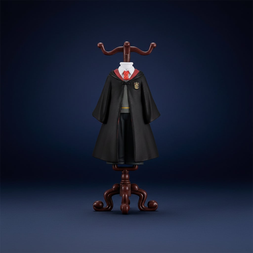 Thermabuild | Kids' Halloween Wizard Collectible Figurine with School Uniform Robe and Display Stand