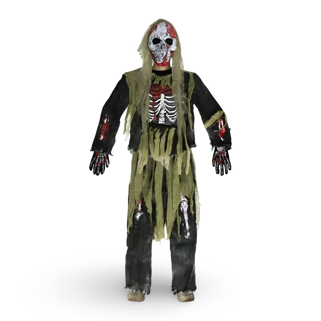 Thermabuild | Kids' Halloween Zombie Skeleton Costume with Mask and Gloves for Scary Party Dress-Up