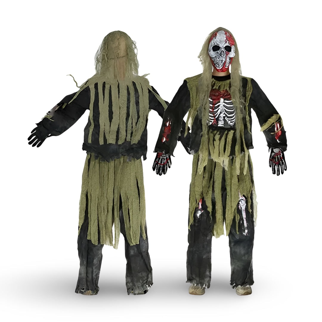 Thermabuild | Kids' Halloween Zombie Skeleton Costume with Mask and Gloves for Scary Party Dress-Up