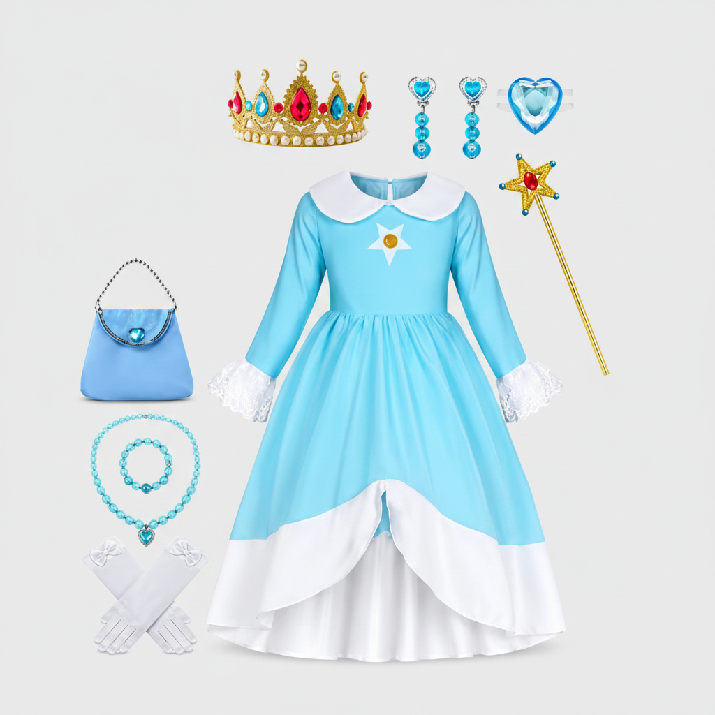 Thermabuild | Kids' Princess Costume Dress with Crown and Magic Wand