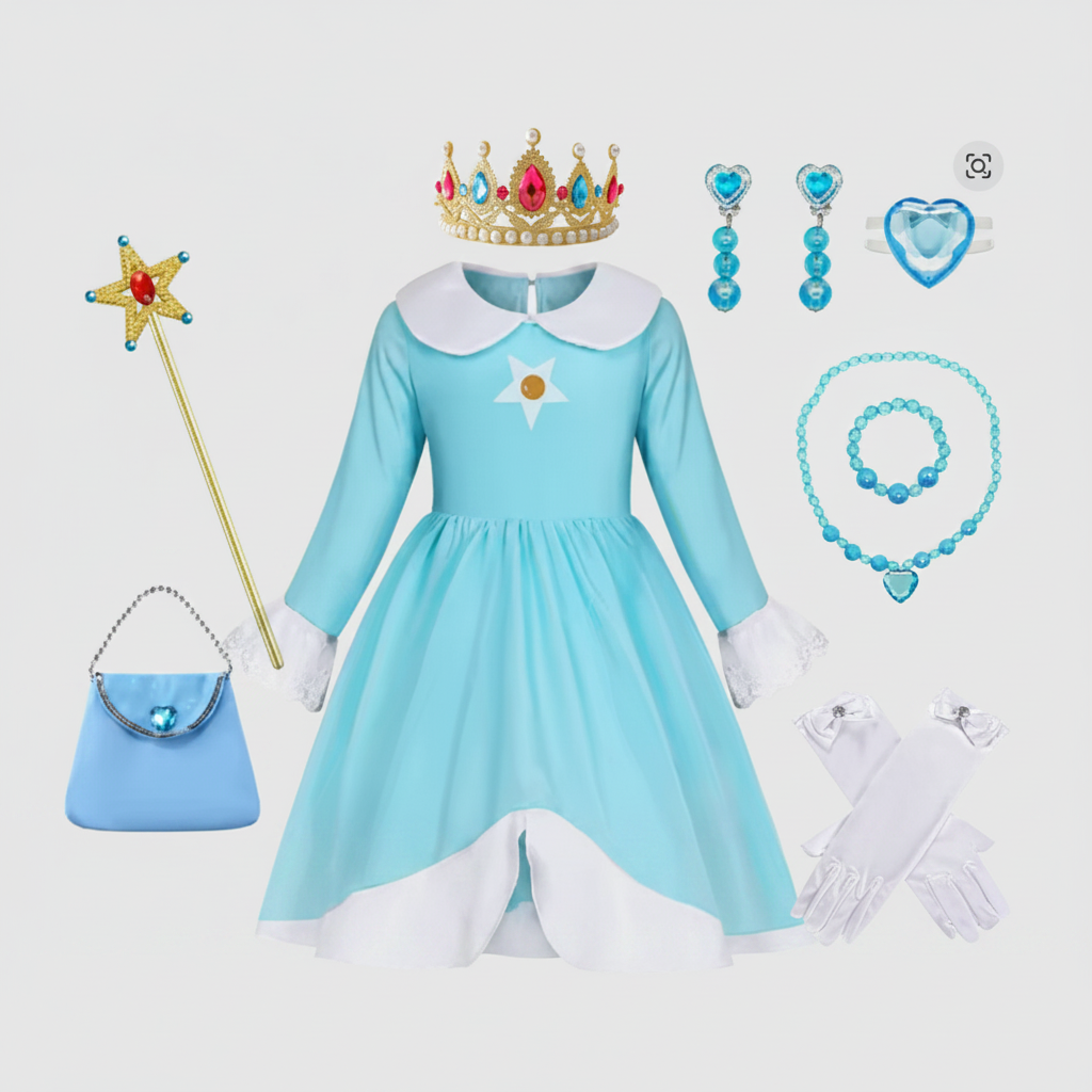 Thermabuild | Kids' Princess Costume Dress with Crown and Magic Wand