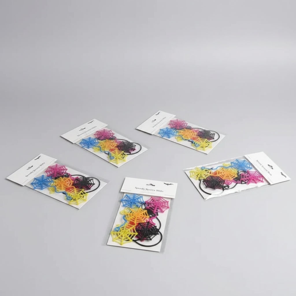 Thermabuild | Kids' Halloween Decorations Sticky Spiderweb Party Favors Stretchy Neon Window Clings with Wavy Tail