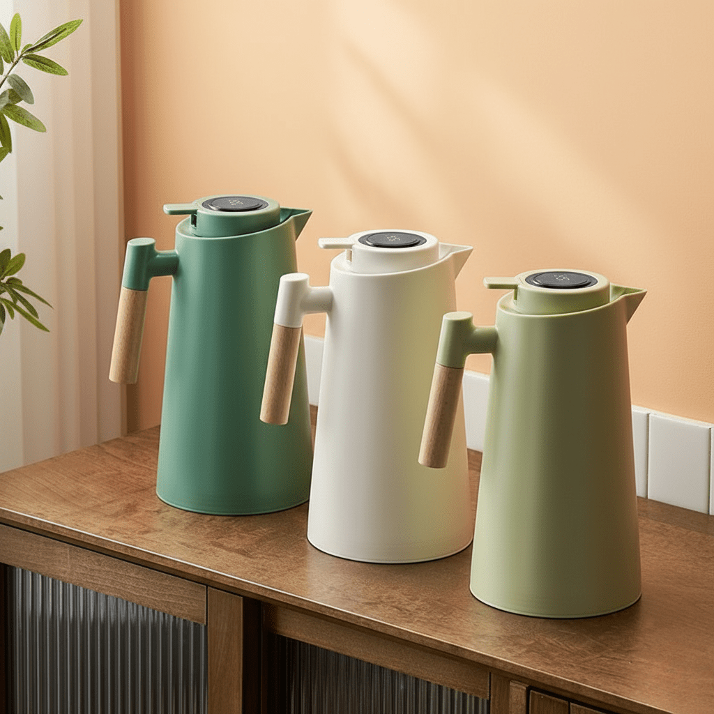 Thermabuild | Thermal Jug with Temperature Display, Leak-Proof Design & Wooden Handle